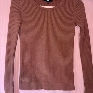 UNIQULO Brown Ribbed Long Sleeve Top